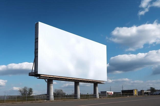 Big billboard publicity over blue sky vector 3d illustration