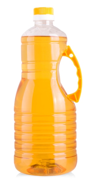 Big Bottle of sunflower oil isolated on white background.