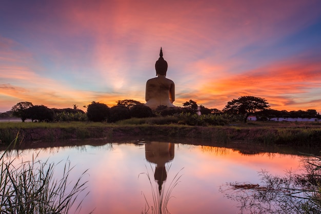 Big buddha in Wat Muang at Ang Thong Province popular Buddhist shrine in Thailand.