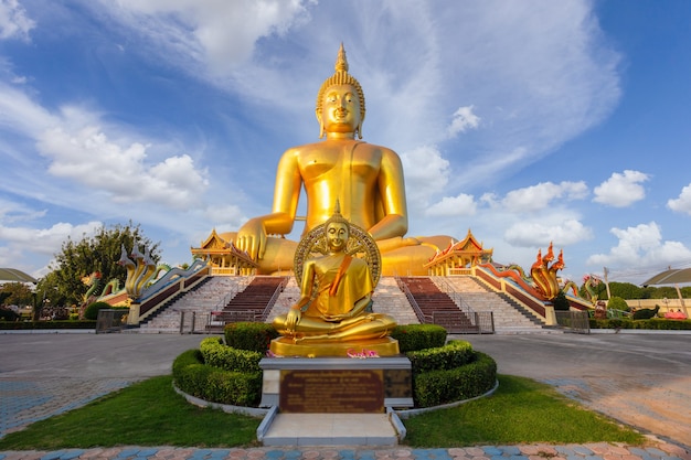 Big buddha in Wat Muang at Ang Thong Province popular Buddhist shrine in Thailand.