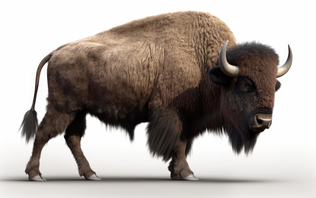 A big buffalo bison on a white background ai generated