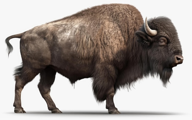 A big buffalo bison on a white background ai generated