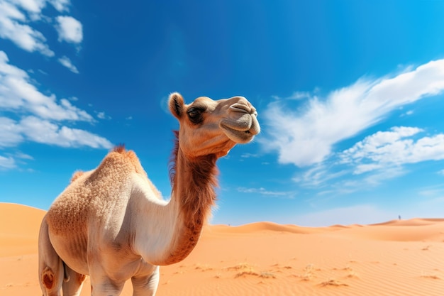 Big camel in the desert Hot sunny day Generative AI