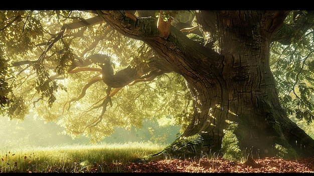 Photo under the big chestnut tree stylized