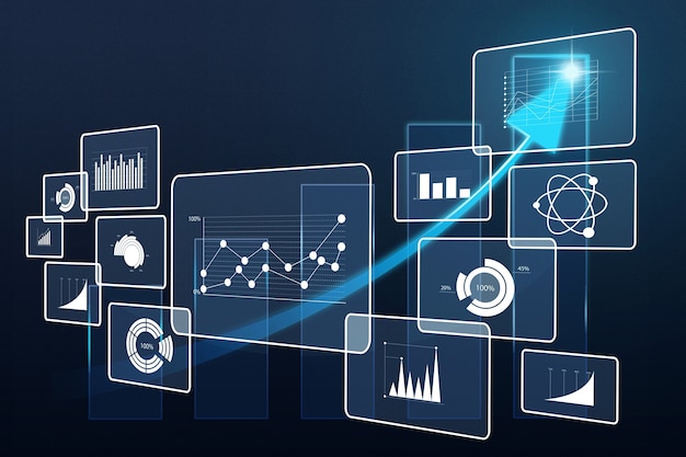 Big data analytics illustration on dark background