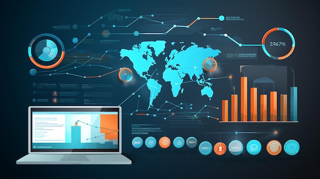 Big data analytics report Infographic with graph 3D illustration