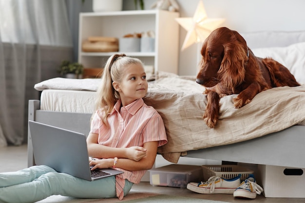 Big Dog with Girl at Home