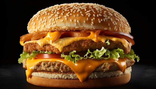 big double cheddar cheeseburger with chicken.