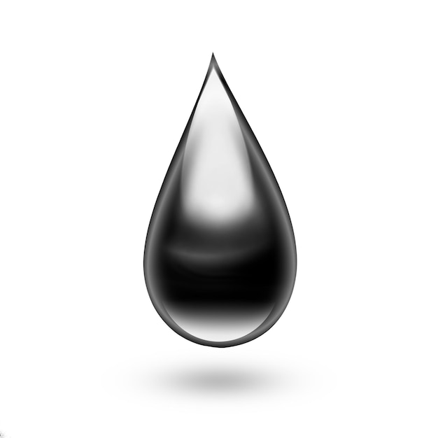 Big drop of black oil on a white background