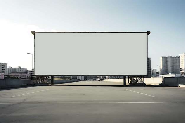 A Big Empty Billboard Mockup in a parking Lot