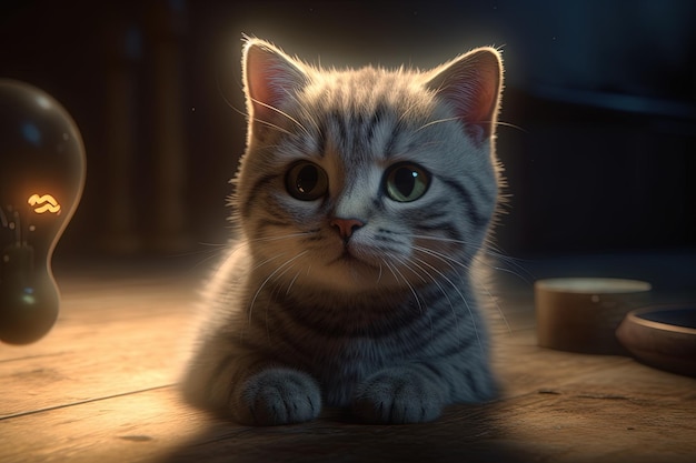 Big eyes cartoon Cat character illustration generative ai