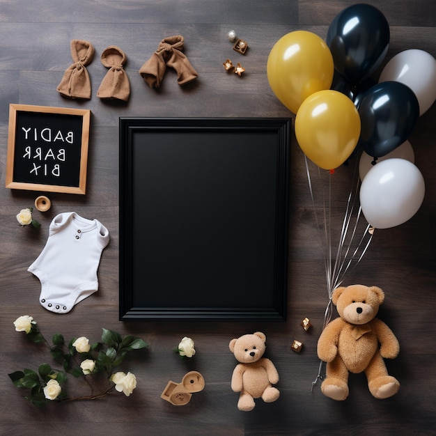 Big frames with knickknacks for newborn photo session