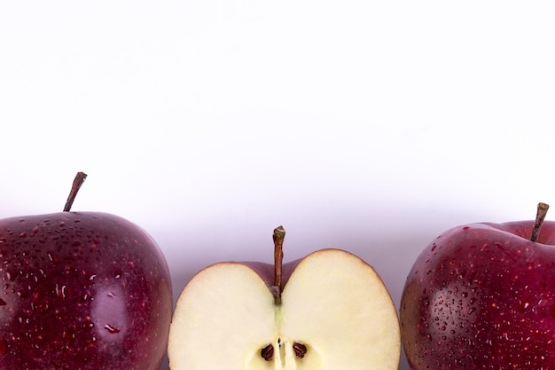 Big fresh red apples on white background