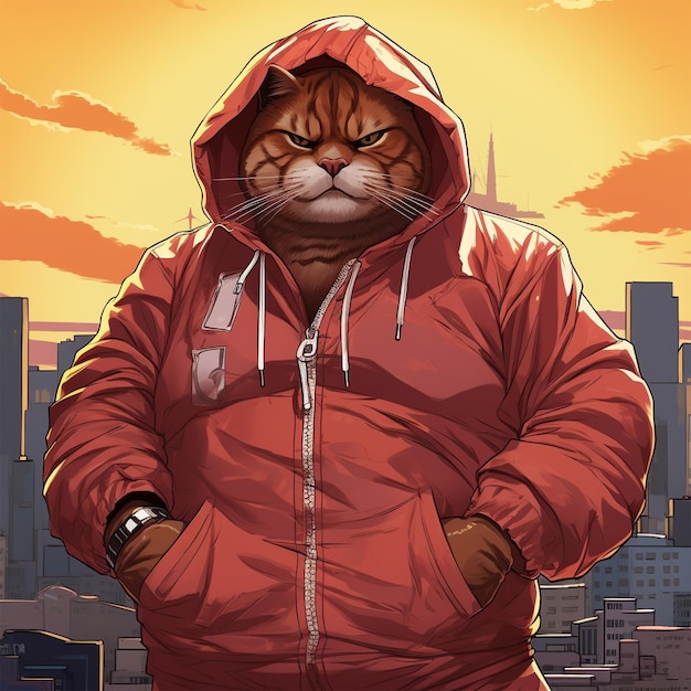 big gangster cat boss with scary expression