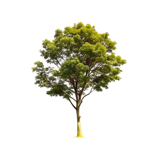 Big Green Tree with Fresh Foliage Isolated on White Background