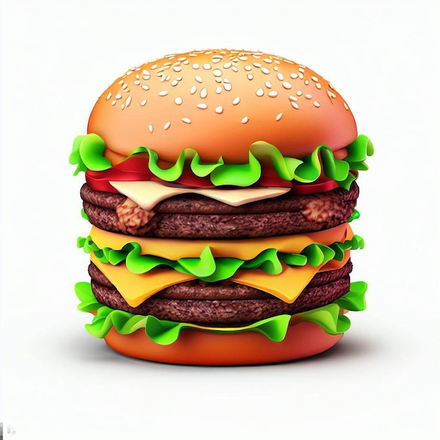 Big hamburger in transparent background Generative AI