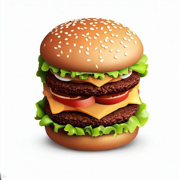 Big hamburger in transparent background Generative AI