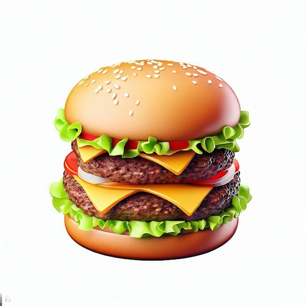 Big hamburger in transparent background Generative AI