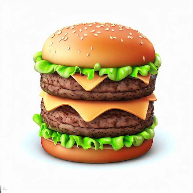 Big hamburger in transparent background Generative AI