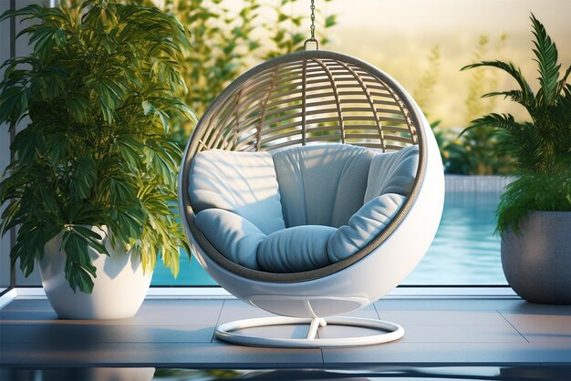 Photo big hammock chair outdoors modern style nature background