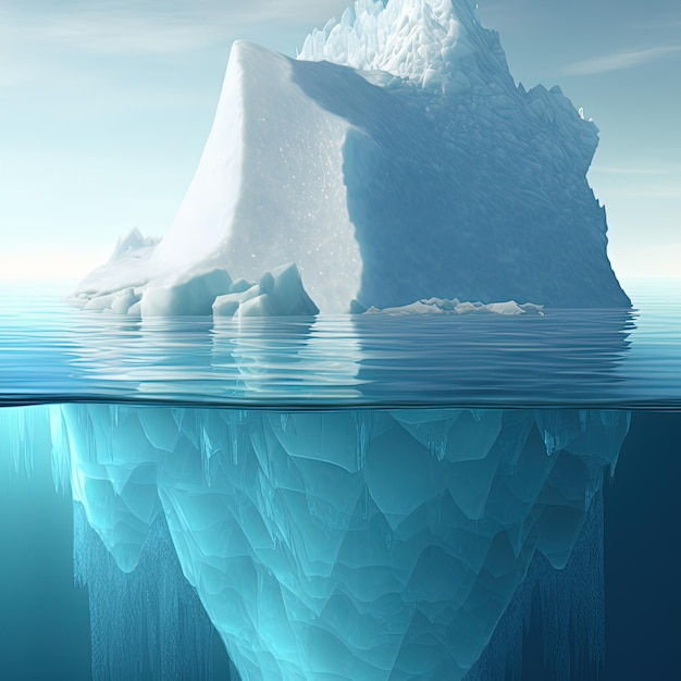 Big iceberg in the middle of the ocean Perfect clear blue water Conservation and ecology