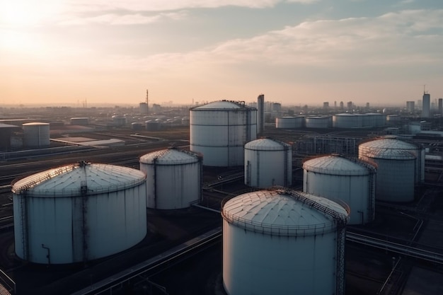 Big industrial oil tanks in a refinery base industrial plant