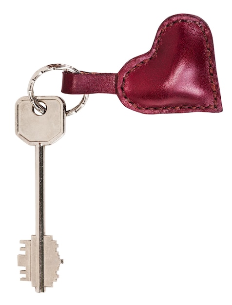 Big key with red leather heart shape keychain