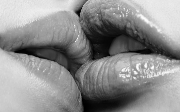 Big lips Closeup mouth Beauty and fashion Closeup of women mouths kissing Young woman close up Adver