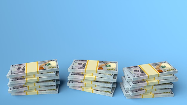 Big money stacks from dollars with blank background Dollar finance conceptual