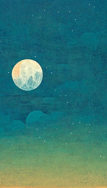 Big moon In the clear night sky illustration