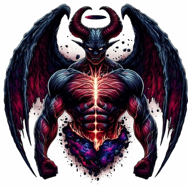 Photo big muscle strong devil illustration