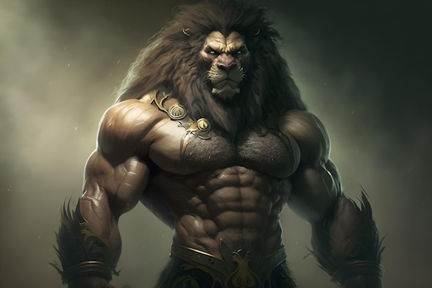 Big muscly lion beast masculine generative ai