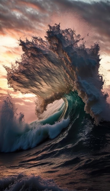 Big ocean waves close up