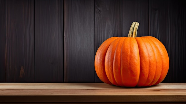 Big Orange Pumpkin on Oak Table