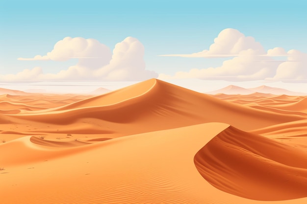 Big realistic background of sand dunes desert landscape with blue sky