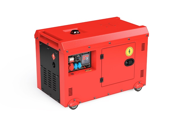 Big Red Outside Auxiliary Electric Power Generator Diesel Unit for Emergency Use 3d Rendering