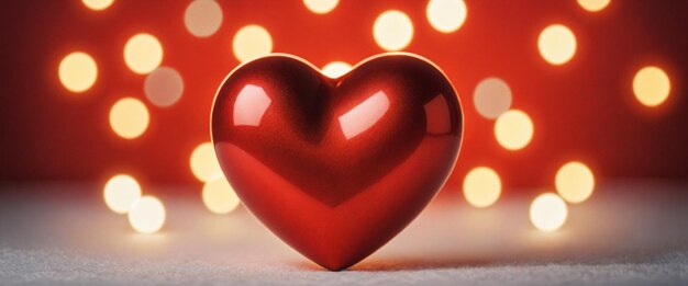 Big red shiny heart on bokeh effect background Valentine's day illustration Generative AI