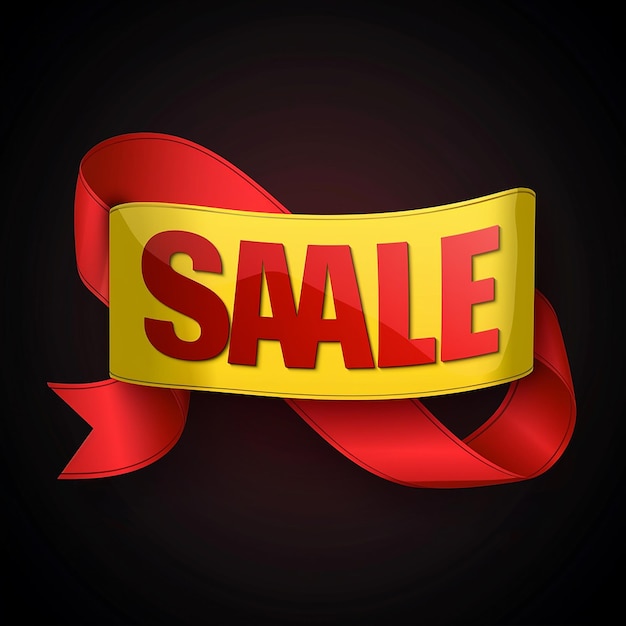 Big sale banner design on red ribbon