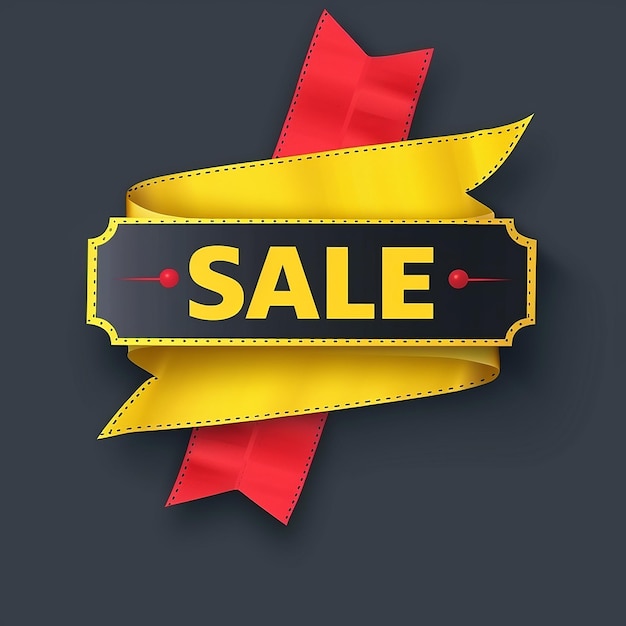 Photo big sale banner design on red ribbon