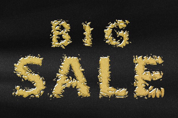 Photo big sale banner, season sale, abstract gold with black background