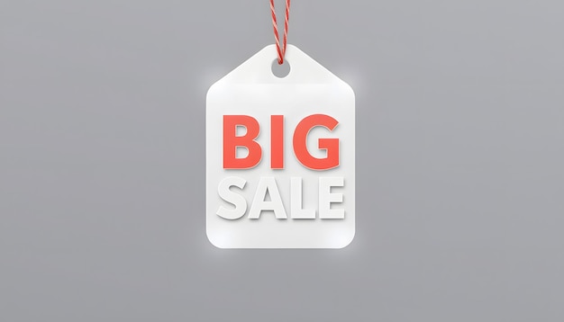 big sale tag isolated with white highlights