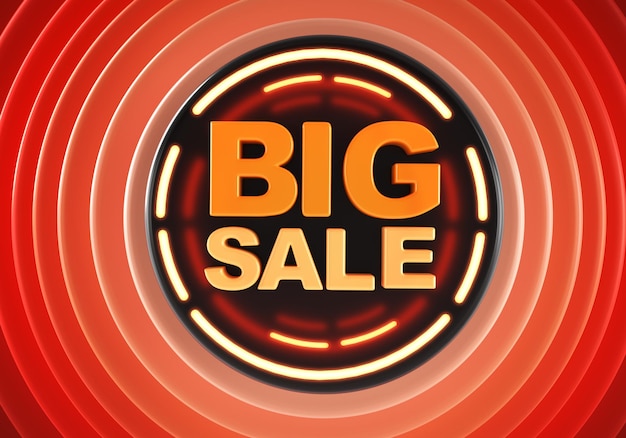 BIG SALE word on Red circle background 3d rendering Illustration for advertising