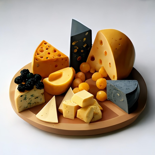 Big set of cheese illustrations Different kinds hard soft semisoft blue Heads of cheese and parts National cusine AI