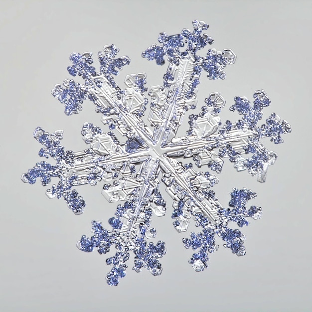 Big snowflake on a white background Abstract natural background