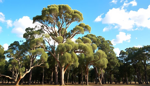 Photo big tall gum trees moving in wind blue sky clouds daytime sunny australia victoria gippsland maffra