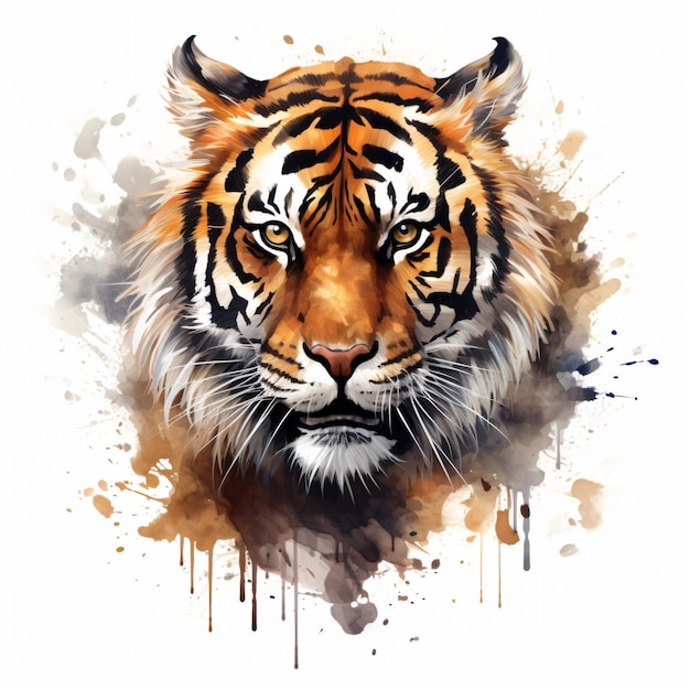 Big tiger on white background