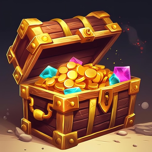 big treasure chest cartoon illustration rendering