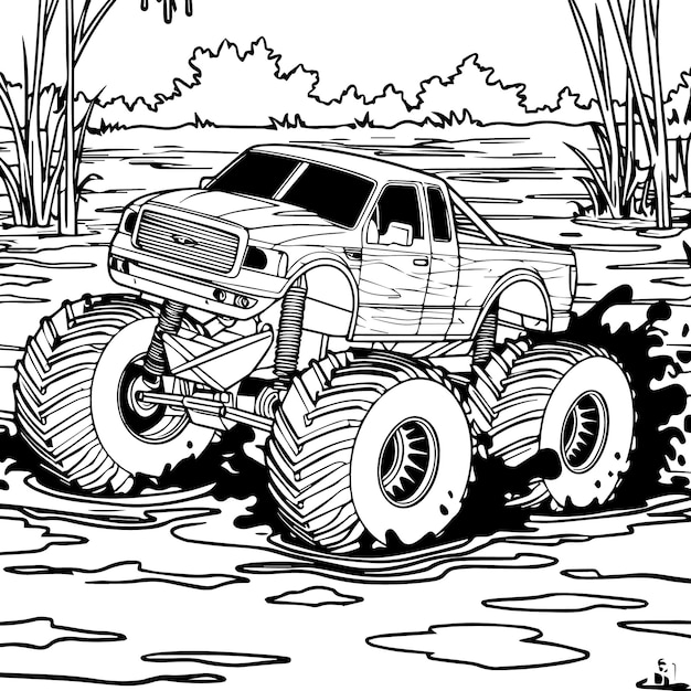 Photo big wheels big fun monster truck coloring book