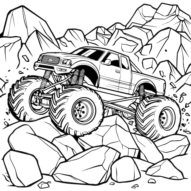 Photo big wheels big fun monster truck coloring book