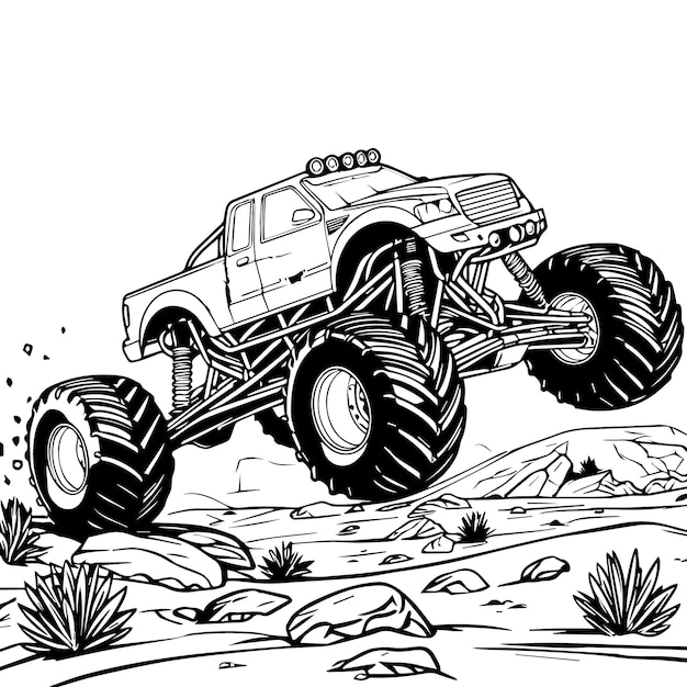 Photo big wheels big fun monster truck coloring book